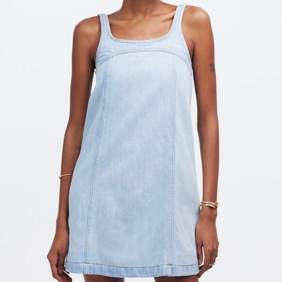 MADEWELL - Denim A-Line Sleeveless Mini Dress - Picture 6 of 6